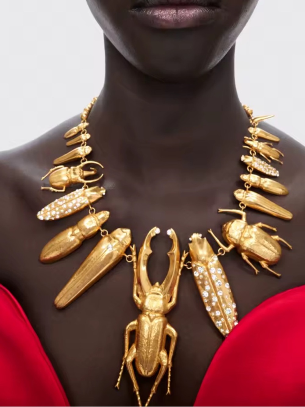 Schiaparelli Inspired Gold Multi Insect Statement Necklace